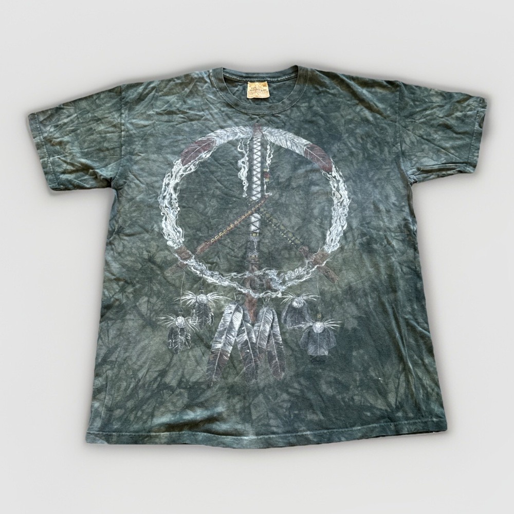 Vintage The Mountain‎ Shirt Mens XL Green Tie Dye Native American Dream Catcher